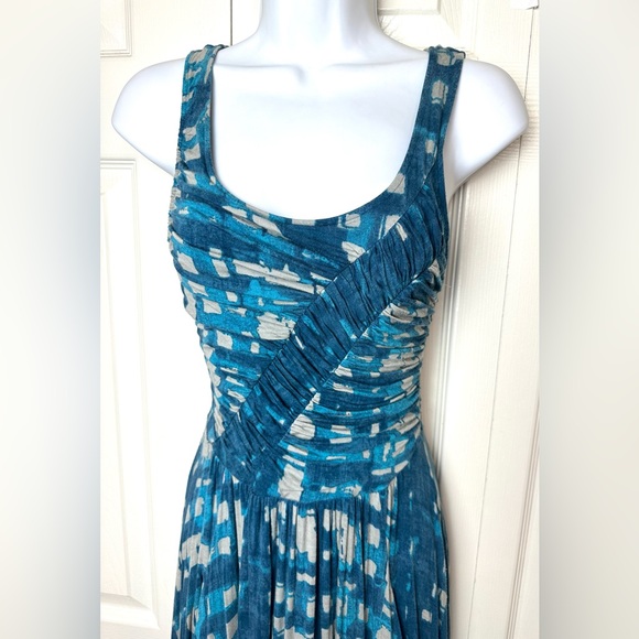 Anthro PLENTY By TRACY REESE Walkway Midi Dress Jersey Knit Teal Blue Ruched - Picture 6 of 15